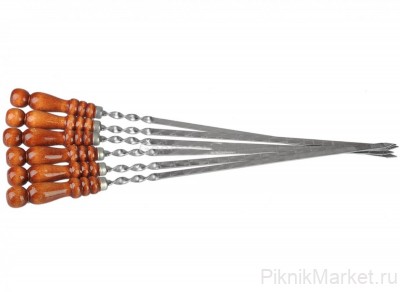 Шампур из нержавеющей стали 450х12х3 мм. с деревянной ручкой (заклепка)